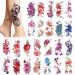 PHOGARY 24 pieces Women Temporary Tattoos (Large Flowers)  Bright Colored Fake Tattoo Stickers (Water Transfer)  Waterproof Body Art Sticker for Girls Arms Legs Shoulder Back