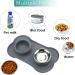 Stainless Steel Double Pet Feeder Bowls with Non-Skid Silicone Mat - Set of 2 Bowls for Dogs and Cats - Small-Medium Size - Grey - Buy Online on SooperMarket.com