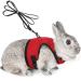 Adjustable soft rabbit dishes with elastic leash for small animal kitty pet dishes and leash for bunnies cat Little Pet Walking (red XS (breast 20-27.5cm)) XS (breast 20 -27.5cm) red