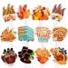 Whaline 72Pcs Thanksgiving Cupcake Topper 12 Designs Turkey Pumpkin Maple Leaf Gnome Cupcake Picks Cartoon Fall Food Picks with Sticks Glue Point for Autumn Thanksgiving Party Supplies Cake Decor