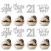 Rsstarxi 24 Pack 21st Birthday Cupcake Toppers Glitter Leg Al 21 Cupcake Toppers Twenty One Hello Cheers to 21 Cupcake Picks for Happy 21st Anniversary Birthday Party Cake Decorations Silver Silver 21st