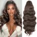 YEESHEDO Brown Long Wavy Ponytail Hair Extension for Women Drawstring Ponytail Hair Extensions Clip in Curly Synthetic Hairpiece 24 Inches