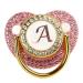 Gold Baby Pacifier Rhinestone Covered Rhinestone Lightweight Pacifier Set for 6-18 Months Baby Home Use (Letter A)