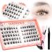 DIY Lash Extension Kit Lash Clusters 100 Pcs With Waterproof Lash Bond and Seal and Elbow Lash Tweezers Wispy D Curl Eyelash Kit at Home Lash Clusters Kit by Goddvenus (7-14-16 Mixed) A-Wispy