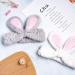 Whaline 4 Pack Easter Rabbit Ear Makeup Headband Set for Women - Coral Fleece Elastic Head Wrap for Party, Beauty Shower - Blue, White, Gray, Purple - Buy Online on SooperMarket.com