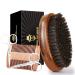 Boar Bristle Beard Brush for Men Beards and Mustaches Grooming Set Including 100% Pure Boar Bristle Beard Brush Beard Comb 2 Pcs Mustache Scissors and Travel Bag from Sofmild Oval