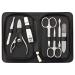 Chali Nail Set 7-piece with case stainless steel manicure/pedicure set - nail scissors nail clippers tweezers glass nail file and much more Black