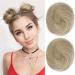 Reecho 2 pieces of mini claws hair knot extensions for clipping for messy and cat ears wigs accessories updo hairstyle for women 2 Pack-7.6 cm straight medium blonde with bright highlights