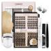 Lashview DIY Lash Extension Kit 144 PCs Lash Cluster with Lash Bond and Seal Mascara Brush Brush Glue Remover Lash Applicator and Travel Eyelash Curler (D17 Style-C) 9ZD17H-144C-KIT