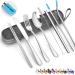 Travel Reusable Utensils Silverware with Case Travel Camping Cutlery set Chopsticks and Straw Portable Flatware with Case Stainless steel Travel Utensil set 8 Piece AF(Silver) Full Size Silver
