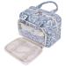 Full Size Toiletry Bag Large Makeup Bag Organizer Travel Cosmetic Bag for Women (Blue Leaf)