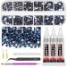 Glarks B7000 Jewelry Adhesive Glue with Rhinestone Gems Kit 2600Pcs Ink Blue Rhinestones with Gems Adhesive Flat Back Gems Crystal Rhinestones with 6Pcs Dotting Tools for Craft Nail Art Dark Purple
