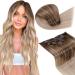 Laavoo clip in extensions real hair blonde balayage real hair extensions clip in light brown ombre ashblond platinum blond hair extension real hair clip #8/16/60 35cm 7pcs 35cm-105g 2.2 #8/18/60