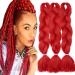 Tess Braids Extensions 60 cm 3 pack jumbo braids Kanecalon Kunsthaar for single-laid box braids hair extension braid 100g/bundle of hair braids extension (3 piece-hot red) 60 cm (3 pieces) hot red