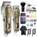 Karrte Professional Hair Clippers for Men Hair Trimmer Barber Clippers Set Beard Trimmer Cordless Hair Cutting Grooming Haircut Kit with T-Blade Zero Gapped Rechargeable Adjustable LED Display Bronze