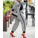 SOMTHRON Women's Houndstooth Print 2 Piece Outfit Set - Zip Up Jacket & Long Pants - X-Large Black - Buy Online on SooperMarket.com