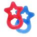Dentistar Beißring 2 Set-Teether for Babies & toddlers from 3 months-Baby bite ring with a handle made of soft material for dental aid & massage-Made in Germany-Red & Blue