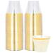 PLASTICPRO 9 oz Disposable Plastic Party Cups,Old fashioned Designed Tumblers, With gold Rim 100 Count, Crystal Clear Clear With Gold Rim 100