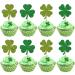 36 Pack Lucky Four Leaf Clover Cupcake Toppers Glitter St.Patrick's Day Shamrock Cupcake Picks for Baby Shower St Patrick's Day Kids Birthday Party Cake Decorations Supplies Gree 14