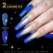 YTD Likomey Reflective Glitter Gel Nail Polish Set - Sapphire Blue & Pure Klein Blue Fashion Colors - Gold Combo Kit - Super Sparkly Diamond Disco DJ UV Top Coat - 2 Pcs (7.5ml each) - Buy Online on SooperMarket.com