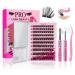 PRO Self Adhesive Eyelashes Kit Press On Lashes 120pcs Lash Clusters Lash Fixative Lash Remover Lash Applicator Eyelash Extension Kit Easy To Apply At Home Lash Extension Kit (Begonia D-10-18mix Kit) Self Stick-Begonia Kit-120pcs