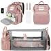 3 in 1 Diaper Bag Backpack Portable Travel Convertible Bags Newborn Registry Baby Shower Gifts Essentials Accessories Stuff for Girls Boys Men Dad Mom Pink