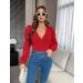 Fayenne Womens Tops Deep V Neck Cross Wrap Sexy Tops Polka Dot Mesh Long Sleeve T Shirt Casual Blouses S Red - Buy Online on SooperMarket.com