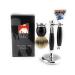 G.B.S Wet Shaving- All Black with Chrome Accents 5 Blade Compatible Razor Silvertip Super Badger Brush and Stand Includes 1 Blade Effortless Glide