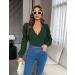 Fayenne Womens Tops Deep V Neck Cross Wrap Sexy Tops Polka Dot Mesh Long Sleeve T Shirt Casual Blouses L Dark Green - Buy Online on SooperMarket.com