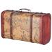 Vintage composite wood portable suitcase with map pattern design vintage storage chest