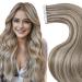 Laavoo invisible tape extensions real hair blond highlighted tape in hair extensions real hair remy light brown with light blond hair extension real hair tape seamless 50g 20pcs 40cm #p8/24 40cm-20pcs 3.5 #p8/24