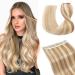 TESS Real Hair Extensions Clip in One Pieces 12 inch Straight Human Hair Extensions with U-shape 6-teeth Snap Clip 12/613 Golden Brown Mixed Bleach Blonde 12 Inch #12P613 Golden Brown & Bleach Blonde