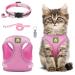 Cat Harness and Lead Set Adjustable Reflective Stripe Cat Kitten Walking Vest with Leash Cat Collar Escape Proof Soft Mesh Vest Harness and Lead for Small Medium Cats Pets Walking S Pink