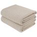 POLYTE Microfiber Oversize Quick Dry Lint Free Bath Towel, 60 x 30 in, Set of 2 (Beige, Waffle Weave)