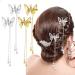 WLLHYF 4Pcs Silver Butterfly Hair Clips with Tassel - Elegant Hair Barrettes for Women, Perfect for Bride Wedding - Head Pieces Hair Accessories - Buy Online on SooperMarket.com
