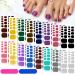 Kalolary Toenail Polish Stickers 16 Sheets Full Cover Self Adhesive Toe Nail Art Decals Pedicure Toenail Nail Wraps Decals Stick-on Toenail Foils for DIY Feet Nail Design Decorations