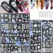 RUNRAYAY Halloween Nail Stamper Kit 6Pcs Nail Plates + 1 Nail Stamper + 1 Nail Scraper Human Skeleton/Spider Web/Pumpkin/Withered Tree Design Nail Decoration Supplies 8 Piece Set A + Tools
