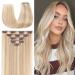 TESS Blonde Clip in Hair Extensions Real Human Hair - 14 Inch 60g Hair Extensions Clip in - 5 Pieces Clip in Hair Extensions - (Ash Blonde & Bleach Blonde)
