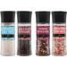 Soeos Black Peppercorns + White Sea Salt + Rainbow Peppercorns + Pink Salt, 9.8oz(277.82g) Spice Total, Plastic Bottle Grinder with Spice Included, Salt and Pepper Set, Grinder Set, Spice Set. Set of 4