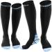 Cambivo compression stockings women and men 2 pairs compression socks support stockings for running sports flight travel cycling xxl black & blue