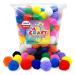WAU Craft Pom Pom Balls - 100pcs 1.5 inch Multicolored Large Pompoms for Crafts Art DIY Project in Reusable Zipper Bag 100 1.5 inch