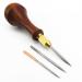 3pcs 1.5/2/2.5mm Leathercraft Switzerland Steel Sewing Stitching Round Needles Awl Tool Set Kit