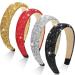 4 Pieces Rhinestone Crystal Headband Fashionable Handmade Bling Rhinestone Hairbands Headwear for Women Girls Hair Accessories (Black  White  Red  Gold)