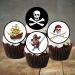 PRECUT Pirate Edible Cupcake Toppers - Pirates Theme Premium Thickness SWEETENED VANILLA - wafer card disc cake decorations (24)