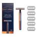 King C. Gillette Safety Razor with Chrome Plated Handle and 5 Platinum Coated Double Edge Safety Razor Blade Refills Razor + 5 Blades