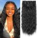 Clip in Hair Extensions REECHO 5PCS Brown Hair Extensions 24" Thick Long Loose Waves hair extensions HE002 Invisible Lace Weft Natural Soft Hairpieces for Women C Jet Black