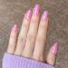 Novo ovo nails to stick on short medium -length oval almond neon pink glitter strudel hologram press on nails artificial fingernails to stick on artificial nails with glue for Valentine's Day pink rose pink e rose