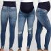 Spritumn-Home Maternity Jeans for UK Pregnant Women | Skinny Slim Fit Ripped Jeans Over The Bump | Vintage Stretch Denim Leggings | Solid Blue Maternity Trousers - Buy Online on SooperMarket.com