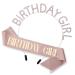 WLLHYF Birthday Crown for Women  Birthday Girl Headband Rose-Gold Rhinestone Hair Band Birthday Sash and Tiara Crystal Crown Headband for Women Girl Birthday Accessories Party Decorations