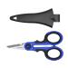 SAMSFX Fishing Heavy Duty Anti-Slip Serrated Edge Scissors Saltwater Freshwater Braid Scissors Braided Line Cutter with Plastic Belt Case Sheath Kit (Common Finger Hole Black & Blue Handle)
